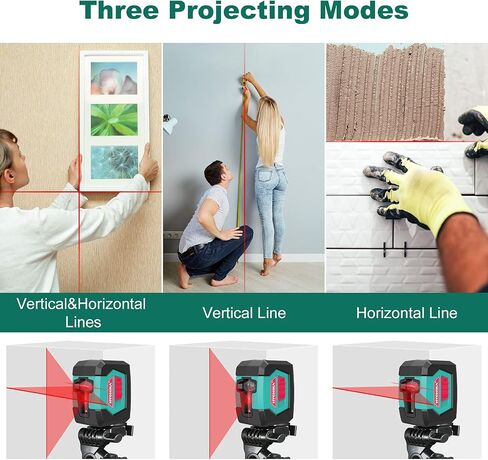 Laser Level, HYCHIKA 50 Feet Cross Line Laser with Dual Modules, Self Leveling Laser Level, Switchable Self-Leveling Vertical and Horizontal Line Construction Picture Hanging, Battery Included in Kuwait