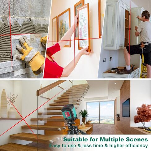 Laser Level, HYCHIKA 50 Feet Cross Line Laser with Dual Modules, Self Leveling Laser Level, Switchable Self-Leveling Vertical and Horizontal Line Construction Picture Hanging, Battery Included in Kuwait