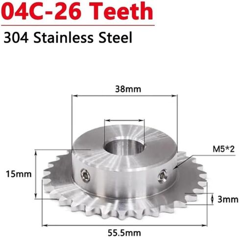 Tooth Roller Chain Sprocket, 1pc 26 Teeth 04C Industrial Drive Sprocket Wheel Chain Gear 26T Bore 8 10 12 14 15 16 17 18 19 20mm(12mm) in Saudi Arabia