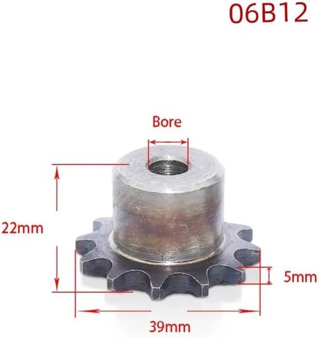 Tooth Roller Chain Sprocket, 1Pcs 9-24 Tooth 06B Chain Drive Sprocket Carbon Steel Chain Gear Pitch 9.525mm(24 Teeth) in Saudi Arabia