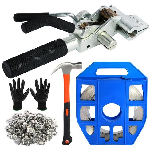 304 Stainless Steel Metal Packaging Machine Kit 3/4" x 100 ft Banding Coil, 100pcs Ear Lokt Buckles, 1pc Strapping Tensioner, 1pc Hammer and One Pair of Gloves Included by LOCXVE in Saudi Arabia