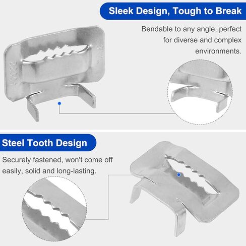 304 Stainless Steel Metal Packaging Machine Kit 3/4" x 100 ft Banding Coil, 100pcs Ear Lokt Buckles, 1pc Strapping Tensioner, 1pc Hammer and One Pair of Gloves Included by LOCXVE in Saudi Arabia