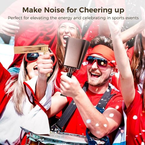 Noise Maker Kit for Parties & Sports Events, 10 Metal Cowbell & Two Wooden Rattle Shakers, Percussion Instruments for Celebrations in Saudi Arabia