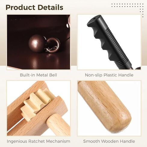 Noise Maker Kit for Parties & Sports Events, 10 Metal Cowbell & Two Wooden Rattle Shakers, Percussion Instruments for Celebrations in Saudi Arabia