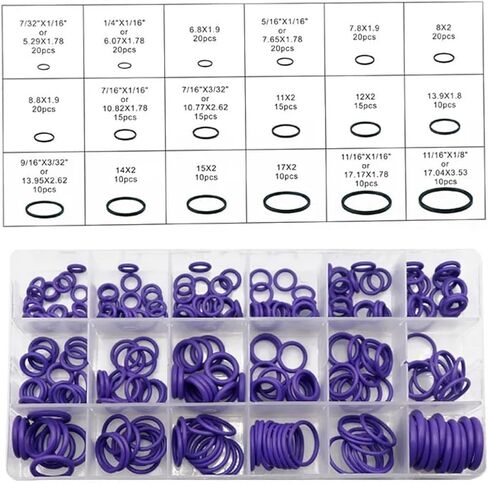 Hardware Fittings 270pcs O Ring Gasket Rubber Washer NBR Seal Sealing Set 5-26mm Washer Fasteners Nitrile Elastic Band Rubber Rings Seal Washer(Purple) in Saudi Arabia