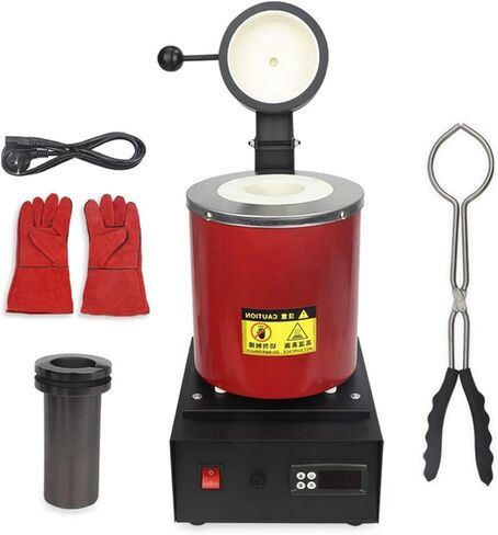 Metal Melting Furnace Kit Quickly Melt Copper in 40-50 Minutes, Electric Melting Furnace for Scrap Metal Recycle Smelting Copper Aluminum Includes Crucible, Tongs, Gloves(Red with Network,3kg) in Saudi Arabia