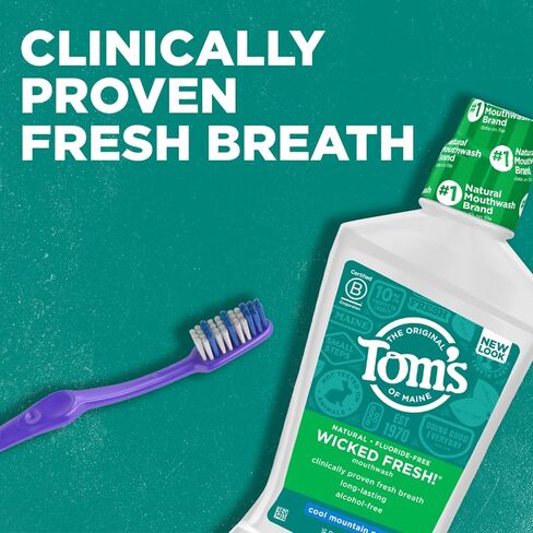 Tom's of Maine Wicked Fresh! Mouthwash Cool Mountain Mint, 16 Fl Oz (Pack of 1) (Packaging May Vary) in Kuwait