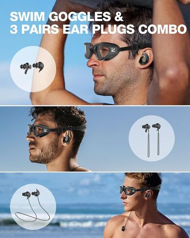 ZIONOR G1 Lite Polarized Swimming Goggles with 3 Pairs Earplugs, Anti-Fog UV Protection Swim Goggle for Adult Men Women Youth in Saudi Arabia