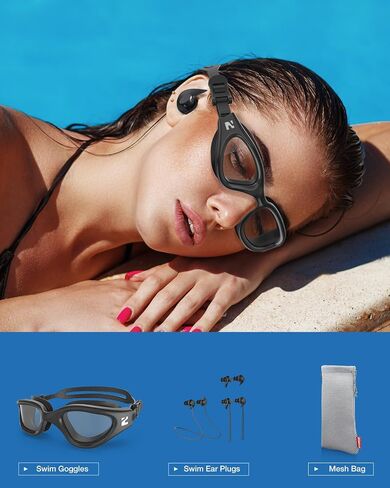ZIONOR G1 Lite Polarized Swimming Goggles with 3 Pairs Earplugs, Anti-Fog UV Protection Swim Goggle for Adult Men Women Youth in Saudi Arabia