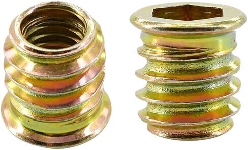 Idomin M4 M5 M6 M8 M10 Furniture Insert Nuts Hex Head Wood Nut Threads Lounds Loodworking Cair Cair Table الزنك الصلب الكربوني (M6x17mm 10pcs) in Saudi Arabia