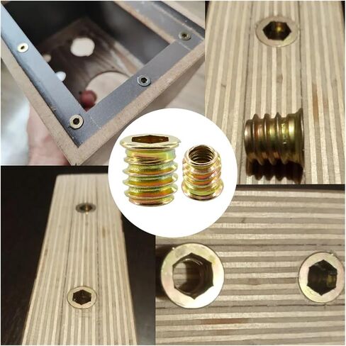Idomin M4 M5 M6 M8 M10 Furniture Insert Nuts Hex Head Wood Nut Threads Lounds Loodworking Cair Cair Table الزنك الصلب الكربوني (M6x17mm 10pcs) in Saudi Arabia