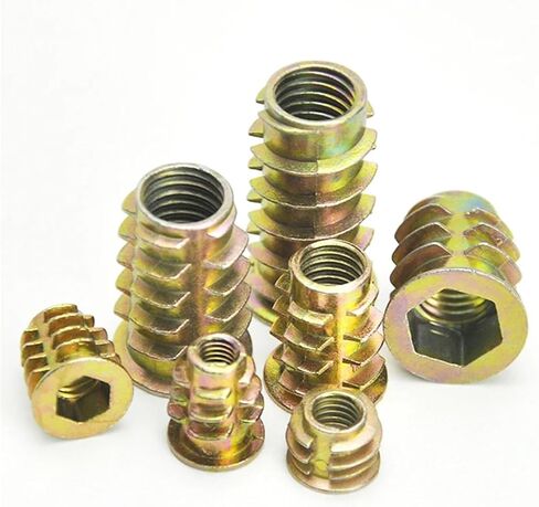 Idomin 50pcs/lot M4 M5 M6 M8 M10 Zinc Alloy Thread for Wood Insert Nut Flanged Hex Drive Head Furniture Nuts(M6x20mm x50) in Saudi Arabia