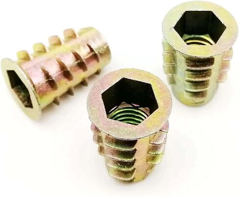Idomin 10pcs M4 M5 M6 M8 M10 Metal Hexagon Hex Socket Allen Head Embedded Insert Nut E-Nut for Wood Furniture Inside and Outside Thread(M6x18) in Saudi Arabia