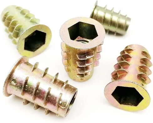 Idomin 10pcs M4 M5 M6 M8 M10 Metal Hexagon Hex Socket Allen Head Embedded Insert Nut E-Nut for Wood Furniture Inside and Outside Thread(M6x18) in Saudi Arabia