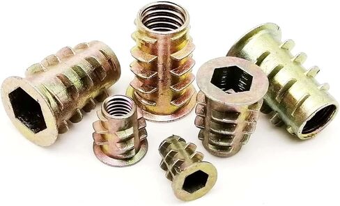 Idomin 10pcs M4 M5 M6 M8 M10 Metal Hexagon Hex Socket Allen Head Embedded Insert Nut E-Nut for Wood Furniture Inside and Outside Thread(M6x18) in Saudi Arabia
