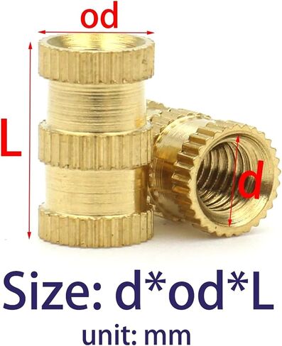 Idomin 50pcs M2 M2.5 M3 M4 M5 M6 M8 Brass Insert Nut Injection Molding Brass Knurled Thread Inserts Nuts Length=2-16mm(Length 8mm,M2x od3.2mm (50pcs)) in Saudi Arabia