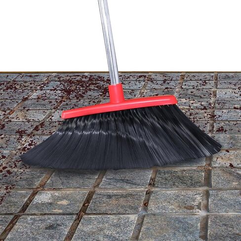 Long Handle Broom and Dustpan Set, Self-Cleaning with Dustpan Teeth for Home, Kitchen, Office, and Pets – Stand-Up Design for Indoor & Outdoor Sweeping (Red) in Saudi Arabia