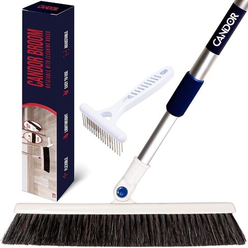 Candor Rotatable Push Broom | 63 Inch Long Lightweight Flexible Cleaning Brush Swiftly Glides Under Beds, Tables, Sofas, Ovens | Also Includes A Handy Brush to Clean The Broom | 18 Inch Head in Saudi Arabia