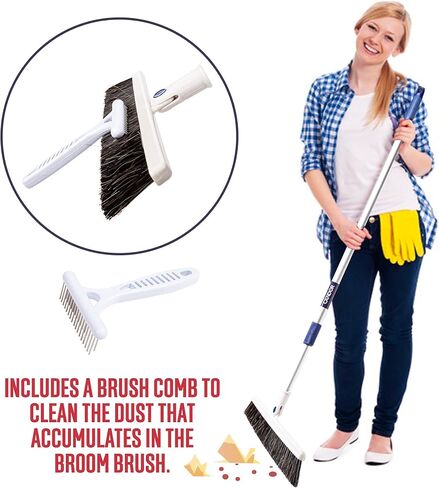 Candor Rotatable Push Broom | 63 Inch Long Lightweight Flexible Cleaning Brush Swiftly Glides Under Beds, Tables, Sofas, Ovens | Also Includes A Handy Brush to Clean The Broom | 18 Inch Head in Saudi Arabia
