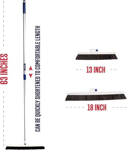 Candor Rotatable Push Broom | 63 Inch Long Lightweight Flexible Cleaning Brush Swiftly Glides Under Beds, Tables, Sofas, Ovens | Also Includes A Handy Brush to Clean The Broom | 18 Inch Head in Saudi Arabia