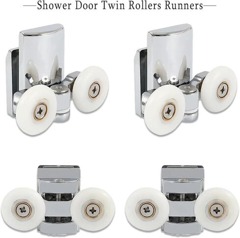 Set of 8 Shower Door Rollers Twin Roller Runners Wheels Pulleys Metal 23mm Wheel Diameter Top Bottom Bathroom Replacement Parts in Saudi Arabia