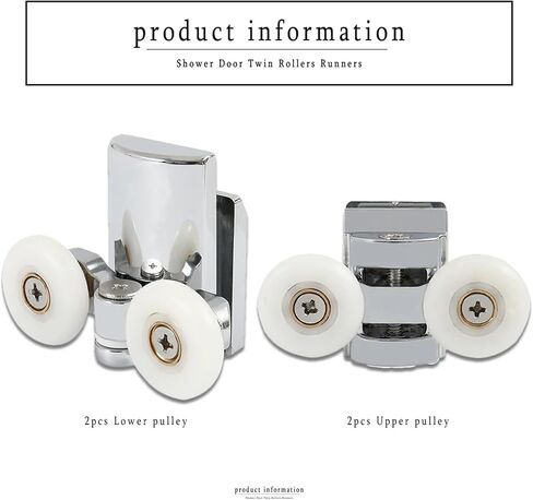 Set of 8 Shower Door Rollers Twin Roller Runners Wheels Pulleys Metal 23mm Wheel Diameter Top Bottom Bathroom Replacement Parts in Saudi Arabia