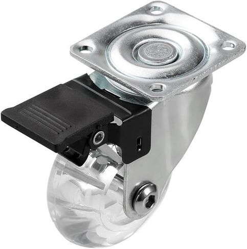 4 Pcs/Lot 2 Inch Casters Pu Transparent Crystal Wheel with Brake Furniture Universal Multi Specification Cabinet Pull(2 Inch-Flat) in Saudi Arabia