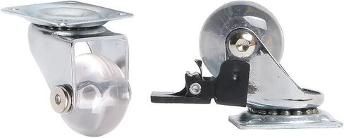 4 Pcs/Lot 2 Inch Casters Pu Transparent Crystal Wheel with Brake Furniture Universal Multi Specification Cabinet Pull(2 Inch-Flat) in Saudi Arabia
