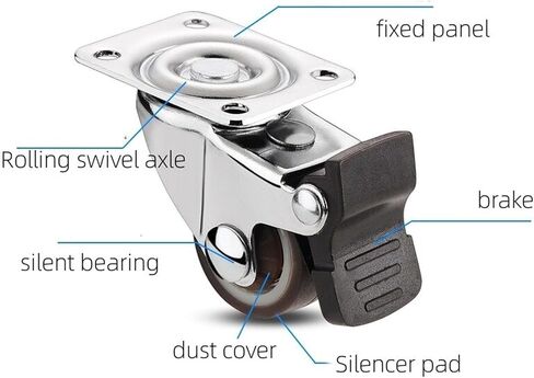 4pcs 1-2inch Furniture Caster Soft Rubber Universal Wheel Dovivel Roller Wheel for Platfor in Saudi Arabia