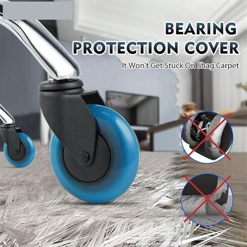 5PCS Blue Polyurethane Office Chair Caster Wheels,3inches Swivel Rubber Soft Furniture Wheels Safe Rollers for Furniture in Saudi Arabia