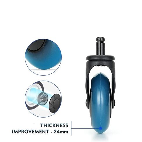 5PCS Blue Polyurethane Office Chair Caster Wheels,3inches Swivel Rubber Soft Furniture Wheels Safe Rollers for Furniture in Saudi Arabia
