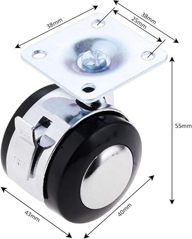 دوارة عجلة العجلة قفل لوحة Universal العجلات للأثاث المنزل أريكة كرسي عقد 1.5 بوصة 2inch (مع الفرامل 2inch) in Saudi Arabia