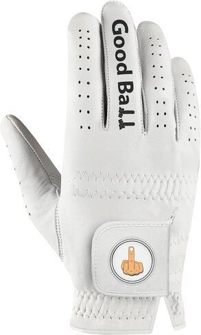 Good Ball Golf Glove – Funny M1ddle Finger Glove w/Magnetic Ball Marker & Tees | Tour Quality Cabretta Leather | Breathable + Lasting for Both Men and Women in Saudi Arabia