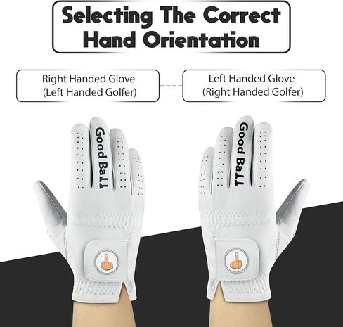 Good Ball Golf Glove – Funny M1ddle Finger Glove w/Magnetic Ball Marker & Tees | Tour Quality Cabretta Leather | Breathable + Lasting for Both Men and Women in Saudi Arabia