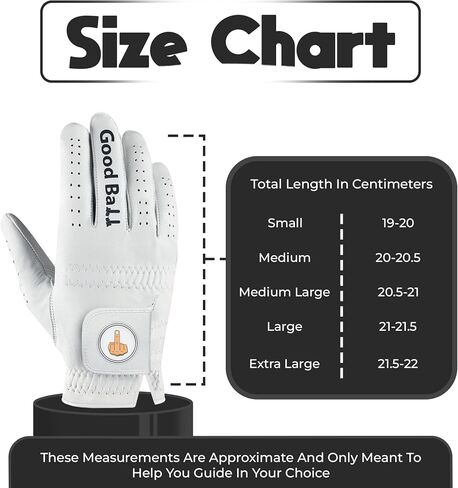 Good Ball Golf Glove – Funny M1ddle Finger Glove w/Magnetic Ball Marker & Tees | Tour Quality Cabretta Leather | Breathable + Lasting for Both Men and Women in Saudi Arabia