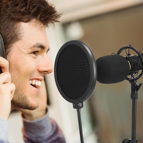 Sherr 2 Pack XLR Condenser Microphone Professional Studio Cardioid Microphone Kit Include Cardioid Mics Shock Stand Windproof Cotton Blowout Net Metal Stand Male Female Cable for Podcasting Record in Saudi Arabia
