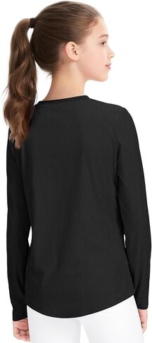 Auranso Girls Long Sleeve Shirts Quick Dry Athletic Shirts Kids Basic Tees Workout Yoga Tops Active Clothes for Teens in Saudi Arabia