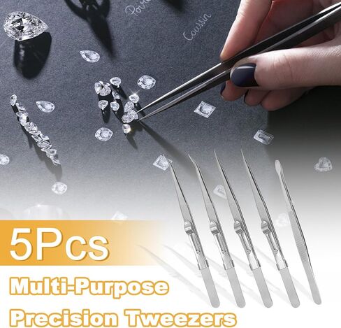 5 PC Precision Toesers ، مجموعة ملقطات صغيرة من الفولاذ المقاوم للصدأ ، أداة دقيقة للانزلاق للإلكترونيات ، المجوهرات ، الحرفية ، العمل والمختبر in Saudi Arabia