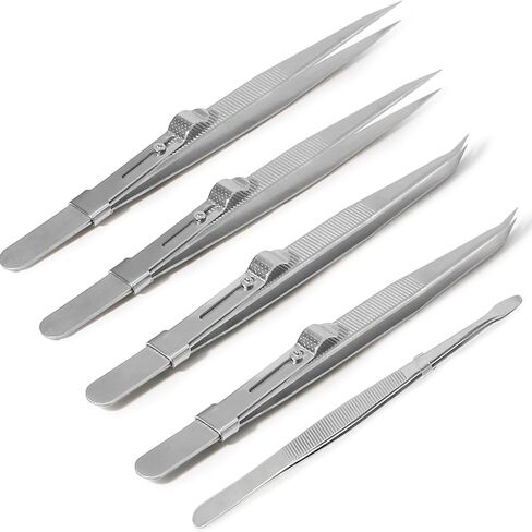 5 PC Precision Toesers ، مجموعة ملقطات صغيرة من الفولاذ المقاوم للصدأ ، أداة دقيقة للانزلاق للإلكترونيات ، المجوهرات ، الحرفية ، العمل والمختبر in Saudi Arabia