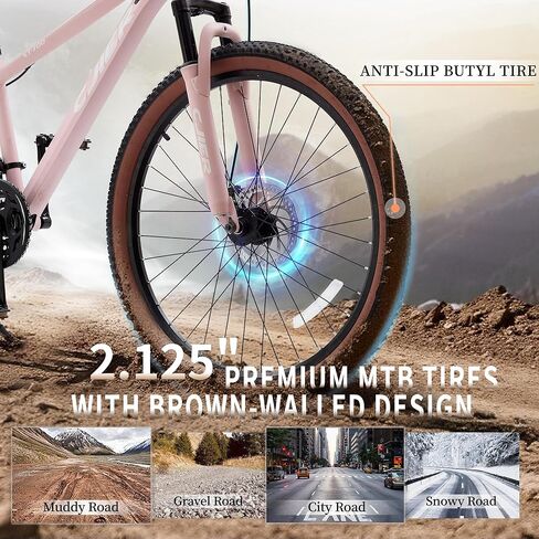 دراجة جبلية 24/26 بوصة للرجال/النساء ، 21 سرعات الدراجة الجبلية ، 2.125 '' إطارات سميكة MTB دراجة مع تعليق مزدوج كامل ، الفرامل القرص ، إطار الأسلاك الداخلية ، مقبض مساعد in Kuwait