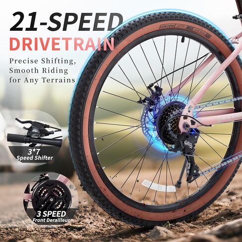 دراجة جبلية 24/26 بوصة للرجال/النساء ، 21 سرعات الدراجة الجبلية ، 2.125 '' إطارات سميكة MTB دراجة مع تعليق مزدوج كامل ، الفرامل القرص ، إطار الأسلاك الداخلية ، مقبض مساعد in Kuwait