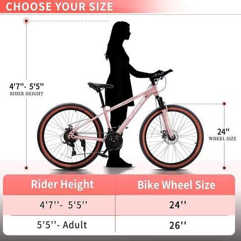 دراجة جبلية 24/26 بوصة للرجال/النساء ، 21 سرعات الدراجة الجبلية ، 2.125 '' إطارات سميكة MTB دراجة مع تعليق مزدوج كامل ، الفرامل القرص ، إطار الأسلاك الداخلية ، مقبض مساعد in Kuwait