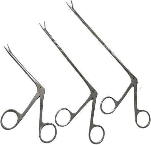 3 Pack - Alligator Forceps 3.5" + 5.5" + 6.5" ENT Long Neck Serrated Grasping Tip Jaws Animal Diagnostics Ear and Nose Foreign Object Extraction - Cynamed in Saudi Arabia