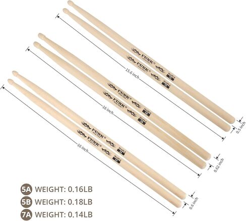 2 pairs Drum Sticks 5A Maple Wood Tip DrumStick,Ideal for Drummers of All Levels,Used for Drums, Percussion and Practice–(5A-Two pairs) in Saudi Arabia