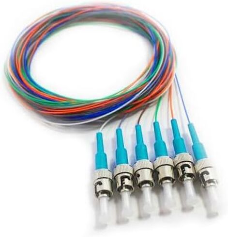 RITEAV 6 Strand Fiber Optic Pigtain ، MM Multimode ، OM4 ، 6 Fiber Optic ، ST/PC ، 3M ، Aqua Boot in Saudi Arabia