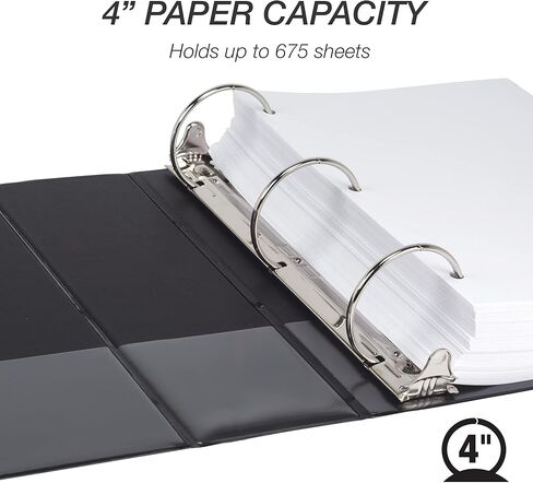 Samsill 4 Inch 3 Ring Binder, Made in USA, Economy Round Ring, Clear View Cover, 675 Sheet Capacity - for School, Office, Home - Pearl White in Kuwait