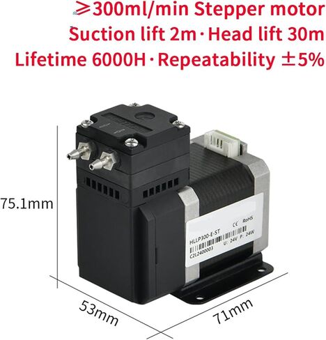 300ml/min HLLP300 Diaphragm Liquid Pump 24V Stepper Motor 6000H Liquid Pressure 0.3Mpa With Metal Connectors For Lab 1Pcs in Saudi Arabia
