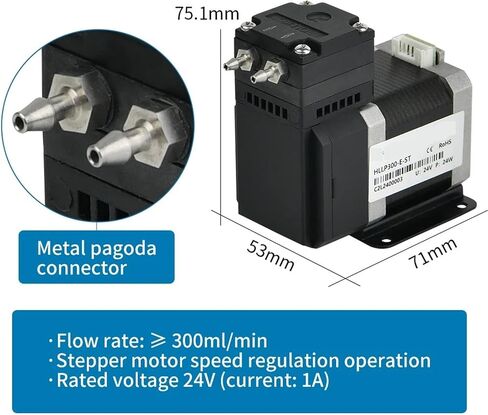300ml/min HLLP300 Diaphragm Liquid Pump 24V Stepper Motor 6000H Liquid Pressure 0.3Mpa With Metal Connectors For Lab 1Pcs in Saudi Arabia