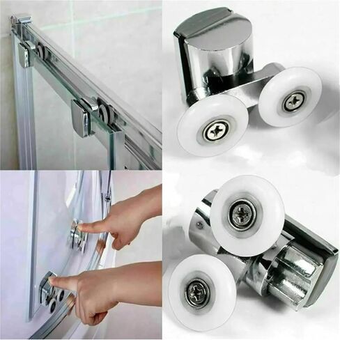 4Pcs Shower Screen Door Rollers Zinc Alloy Runners Wheels Twin Top Replacement Shower Door Rollers Wheel Runner Pulleys in Saudi Arabia