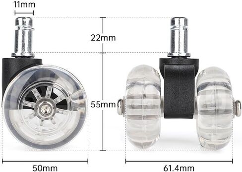 5pcs 2inches مكتب كرسي العجلات عجلات دوار المطاط لينة آمنة آمن عجلة أثاث شفافة للأثاث in Saudi Arabia